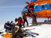 Хели-ски путешествие по Камчатке. Высадка с вертолета